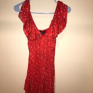 Red Floral Ruffle Dress